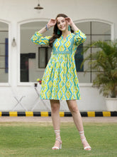 Women's Tropical Printed Cotton A-Line Dress-DRSICEPOP